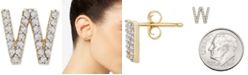 Wrapped Diamond Initial W Single Stud Earring (1/20 ct. t.w.) in 14k Gold, Created for Macy's